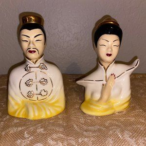 Vintage Mid Century Asian Man and Woman Ceramic
